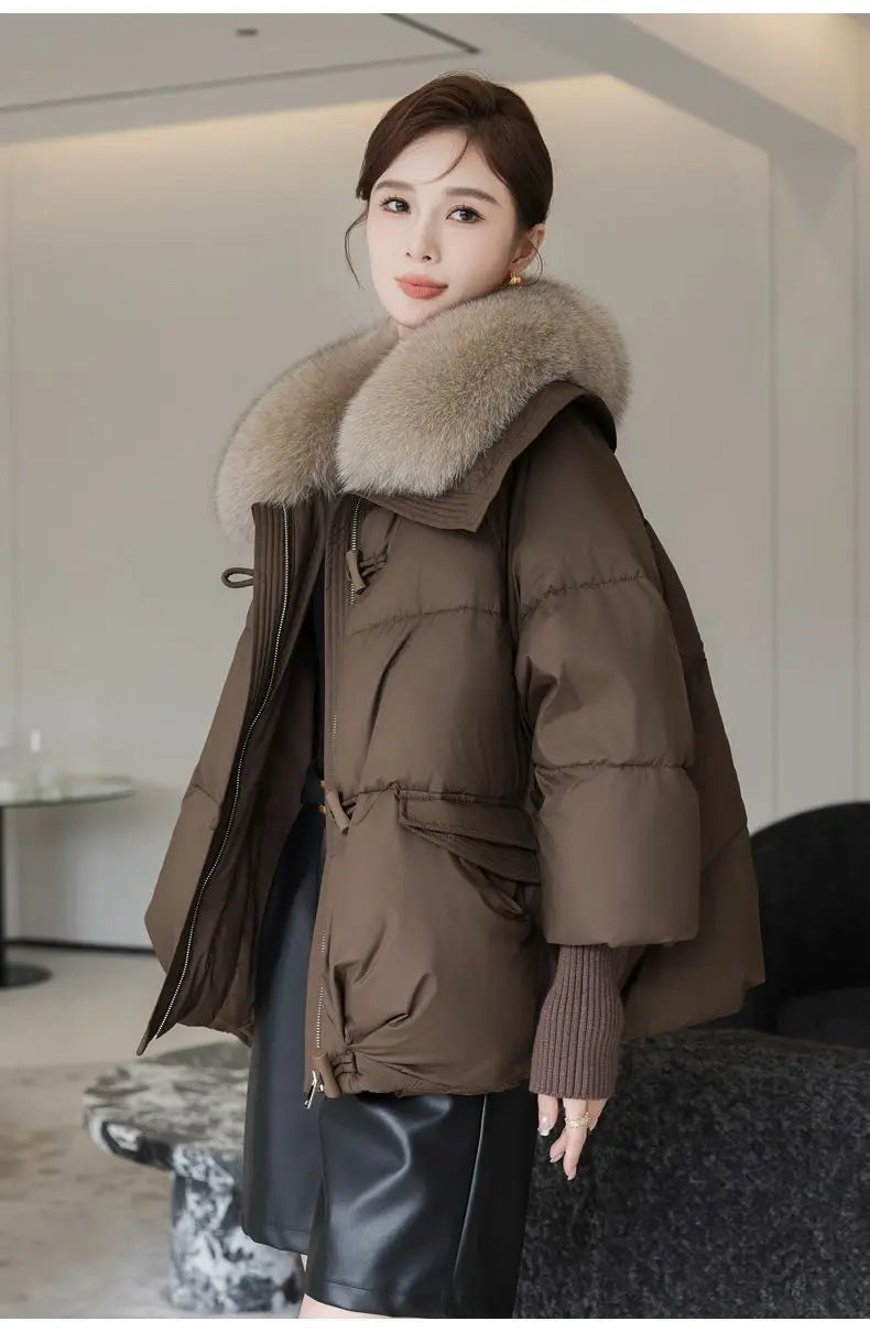 Women's Cotton Coat with Fur Collar