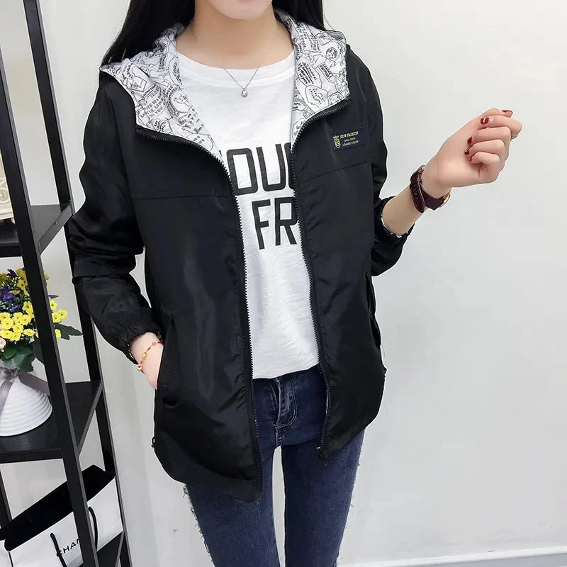 Double-Sided Hooded Trench Coat for Women