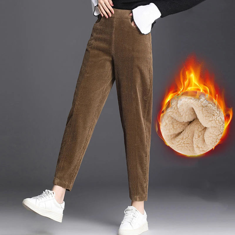 Plush Thick Casual Corduroy Pants for Women