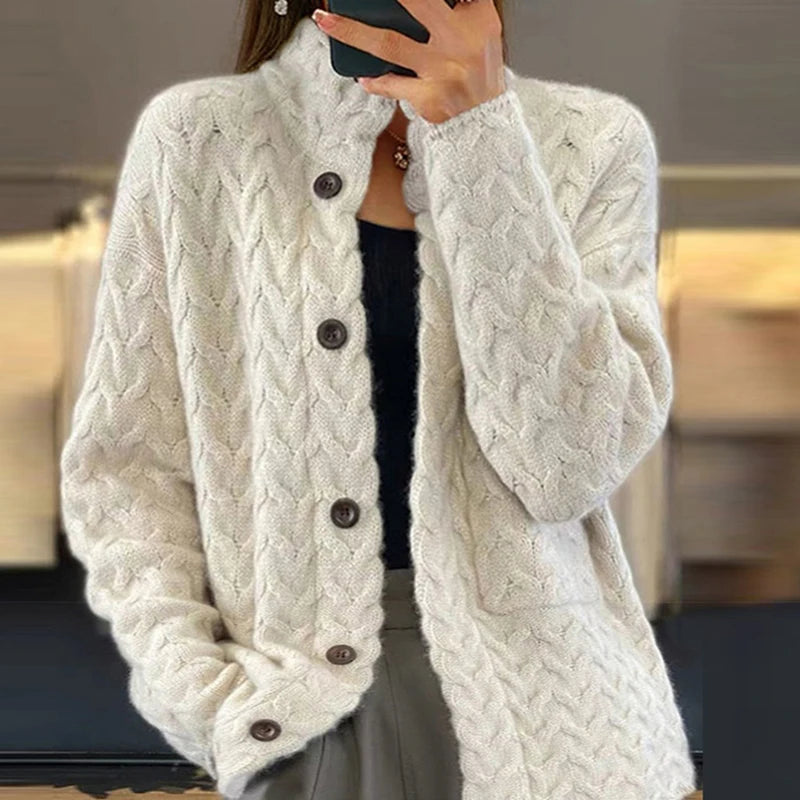 Autumn Winter Women’s Long Sleeve Knitted Cardigan