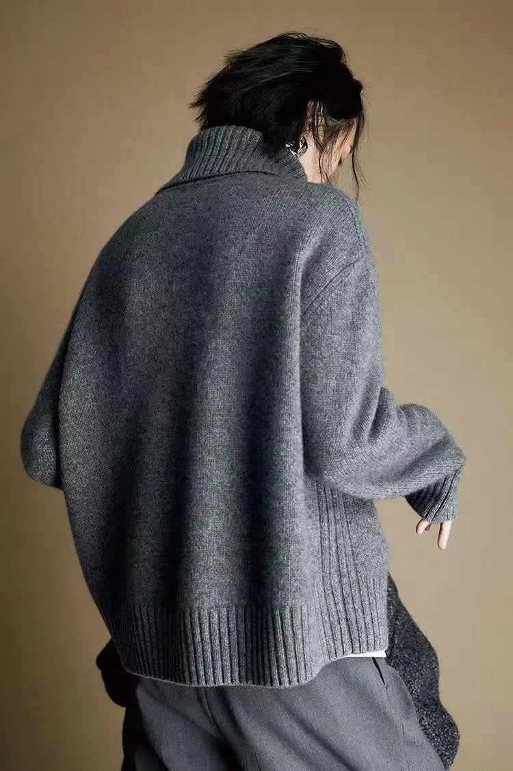 Autumn and Winter Half Zipper Cashmere Sweater for Women