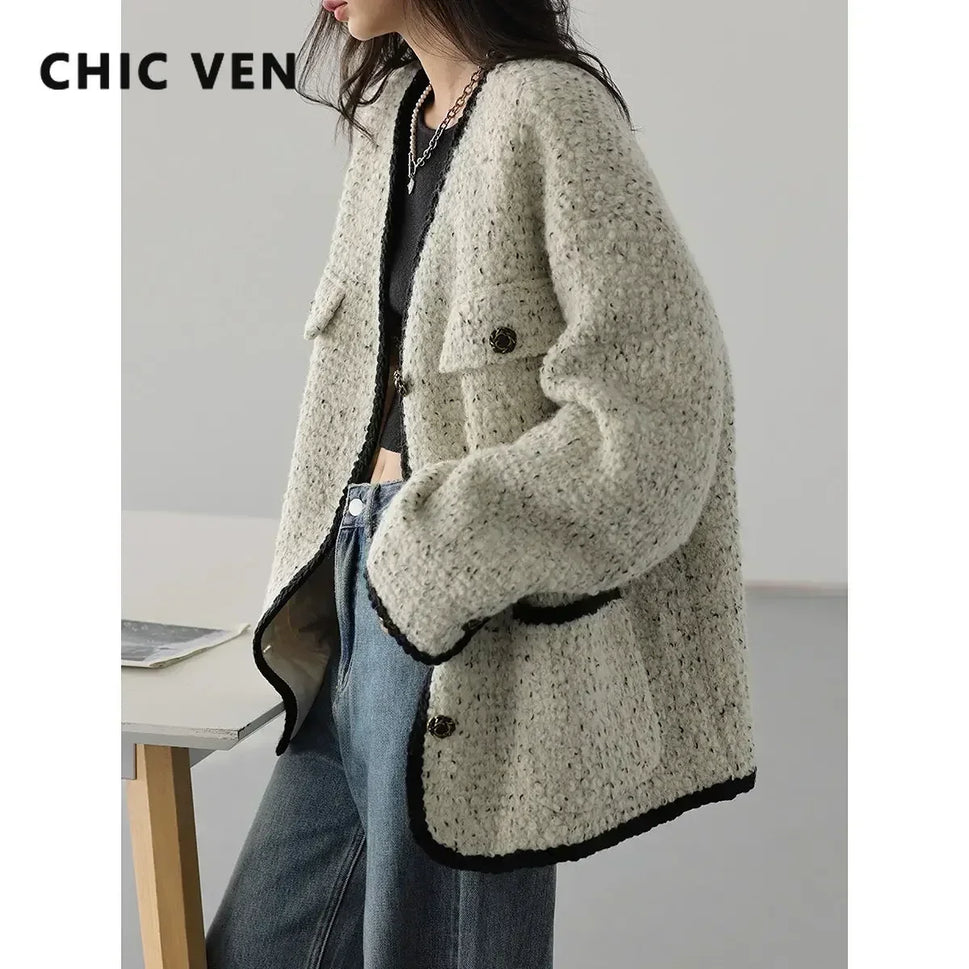 CHIC VEN Women's Woolen Coat - Autumn Winter