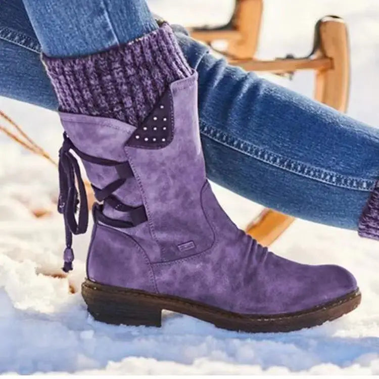 Stylish Mid-Calf Suede Winter Boots for Women