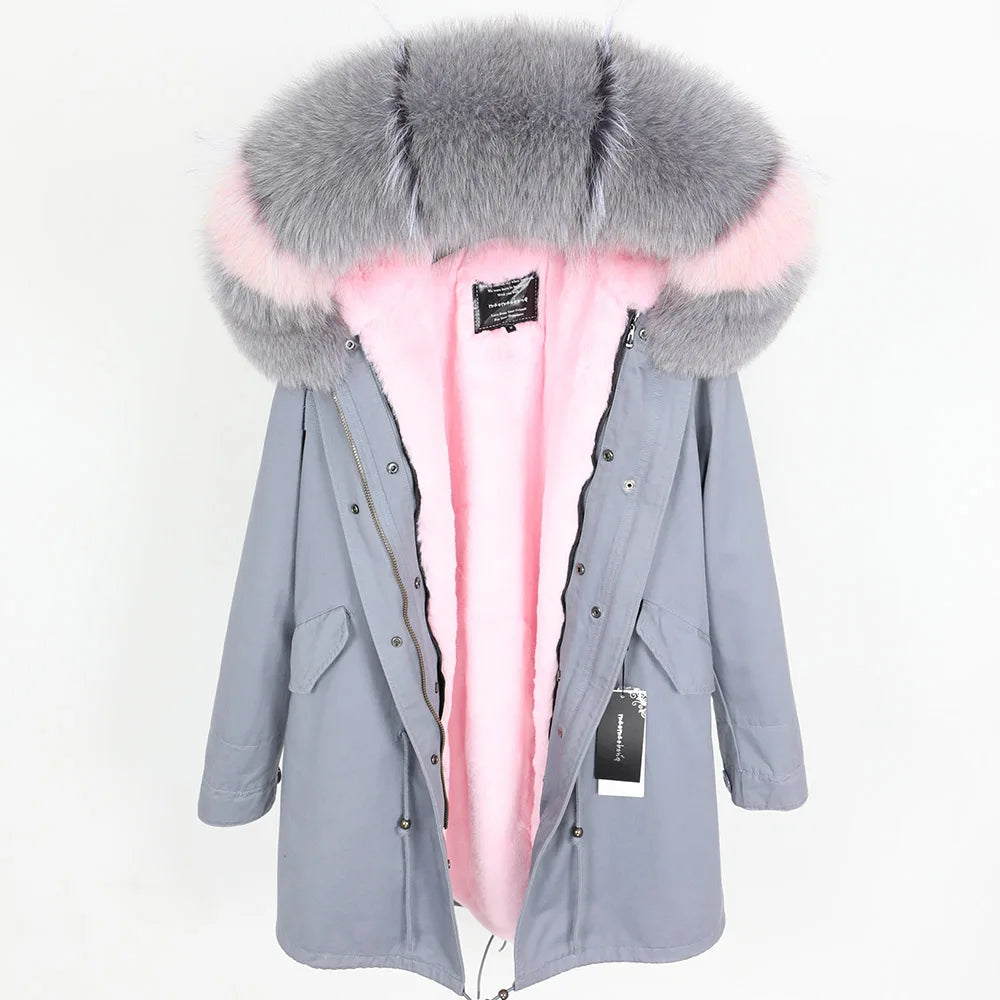 Luxury Hooded Real Fox Fur Jacket