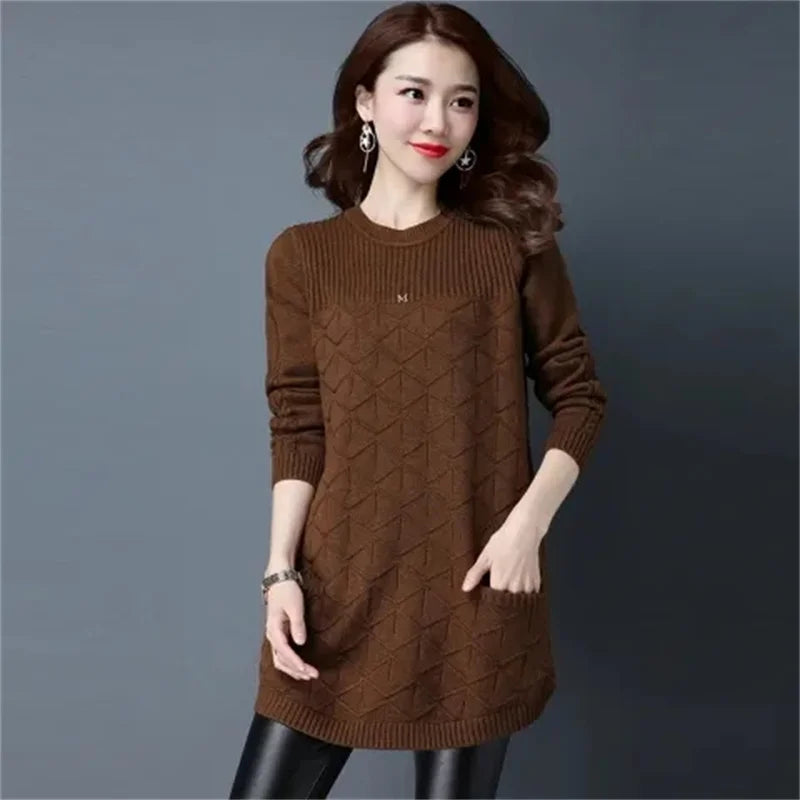 New Korean Women Long Sweater Pullover – Cozy & Stylish Knitwear