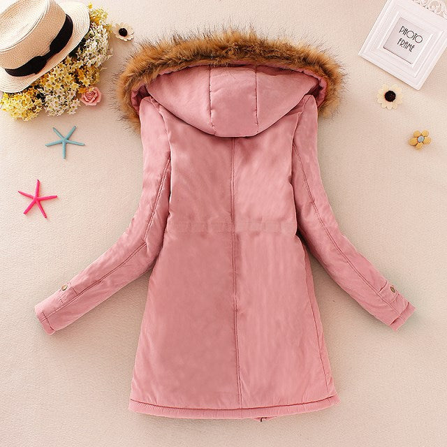 Autumn Winter Women’s Hooded Slim Coat