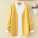 Switch Plus Size V-Neck Long Sleeve Knitted Cardigan 1 image