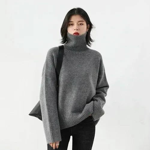 Women's Sweater - Loose Turtleneck Pullover Knitwear