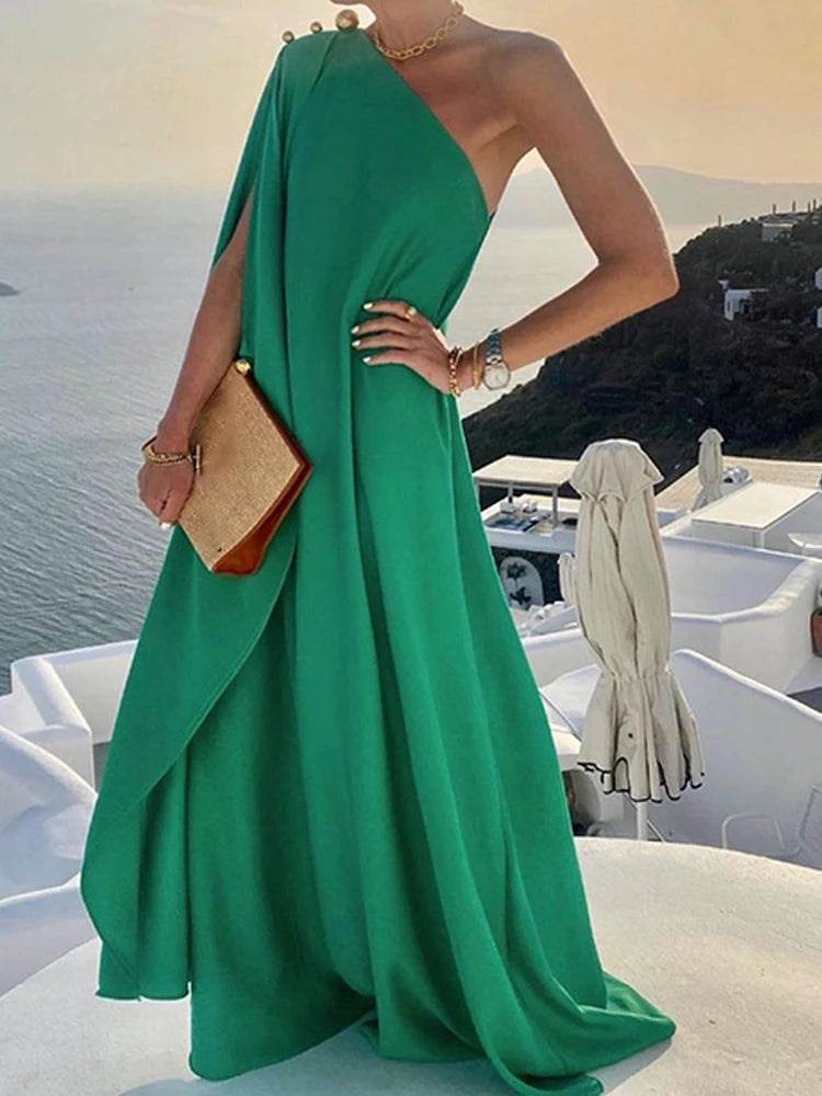 Elegant Off-Shoulder Boho Maxi Dress