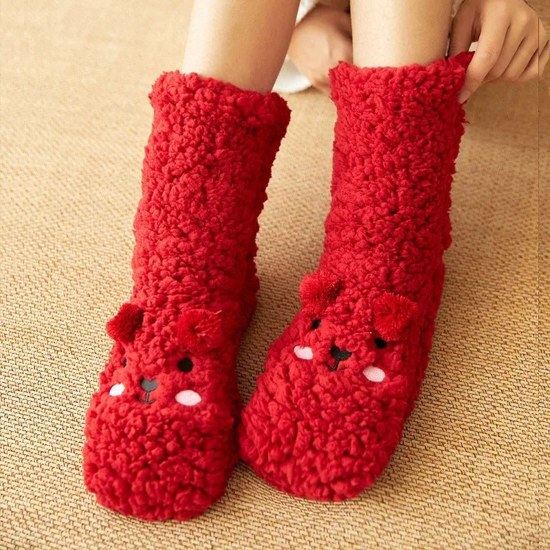 Women's Plush Non-Slip Coral Fleece Floor Socks | Alfadarling