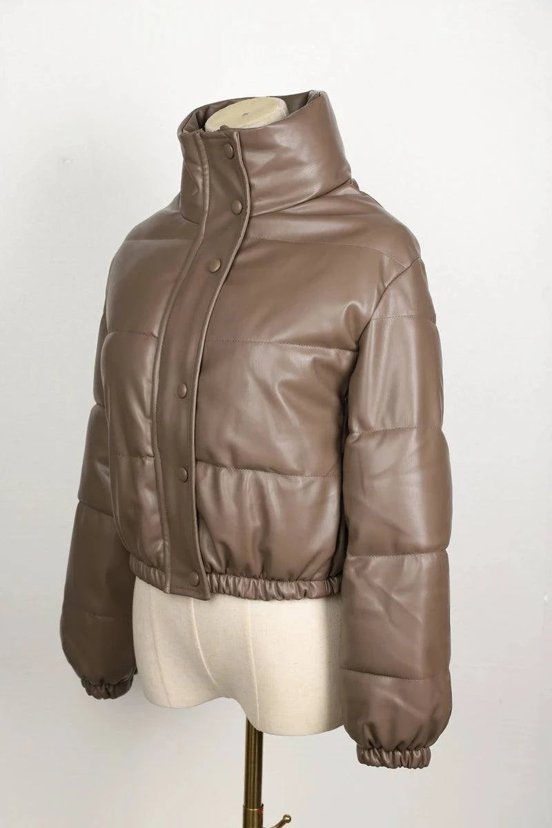 Winter Parka Coat - Thick Warm Faux Leather Jacket