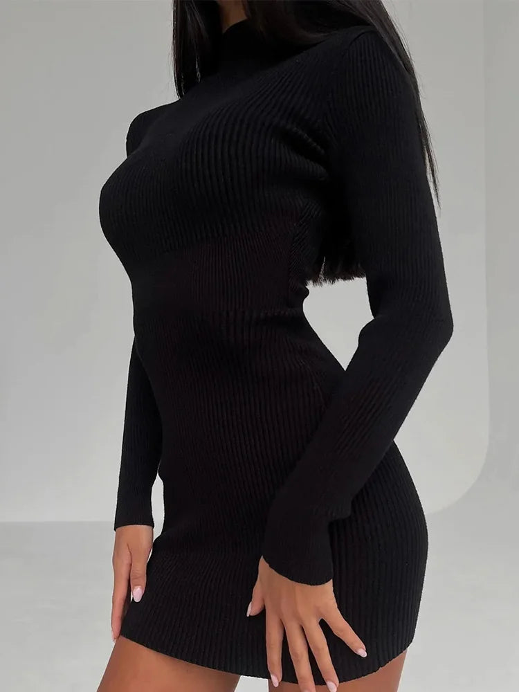 Chic Hollow Sweater Bodycon Dress | Alfadarling