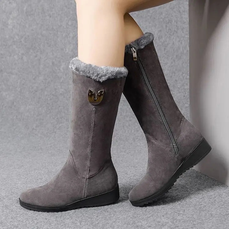 Women's Warm Chelsea High Fur Mid-Calf Boots | Alfadarling