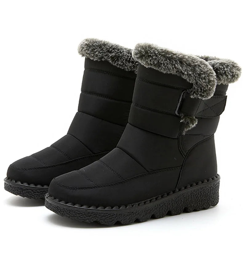 Trendy Waterproof Ankle Boots with Fur for Women