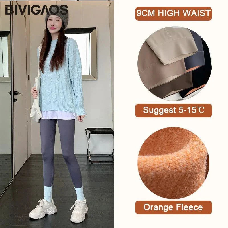 Autumn Thin Rabbit Fleece Shark Leggings for Women - High Waist, Elastic Pressure Fit, Seamless, Sport Fitness Winter Warm Leggings.