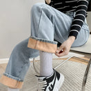 Switch Vintage high waist fleece wide-leg jeans from Alfadarling, cozy winter fashion with soft fleece lining. 2 image