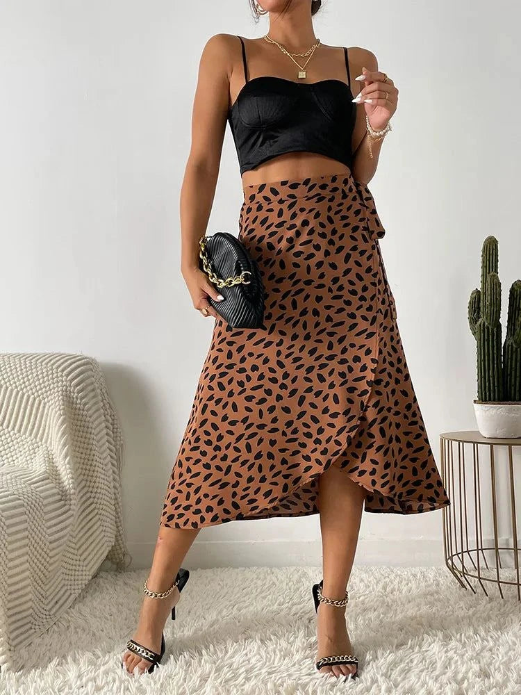 Boho Print Tie-Side Wrap Skirt