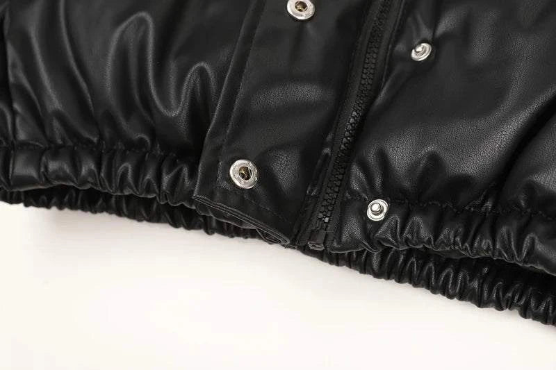 Winter Parka Coat - Thick Warm Faux Leather Jacket