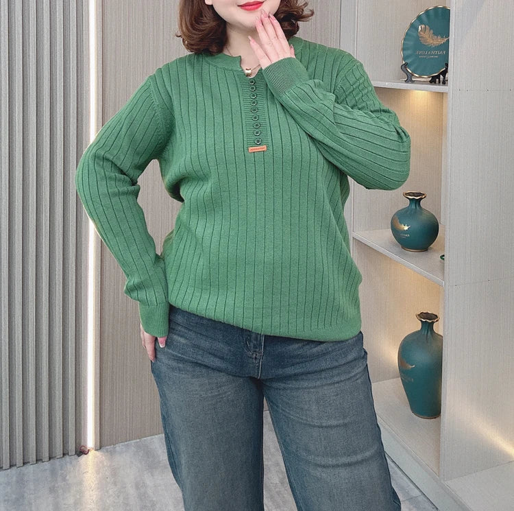 Women's V-Neck Knitted Sweater - Slimming & Stylish