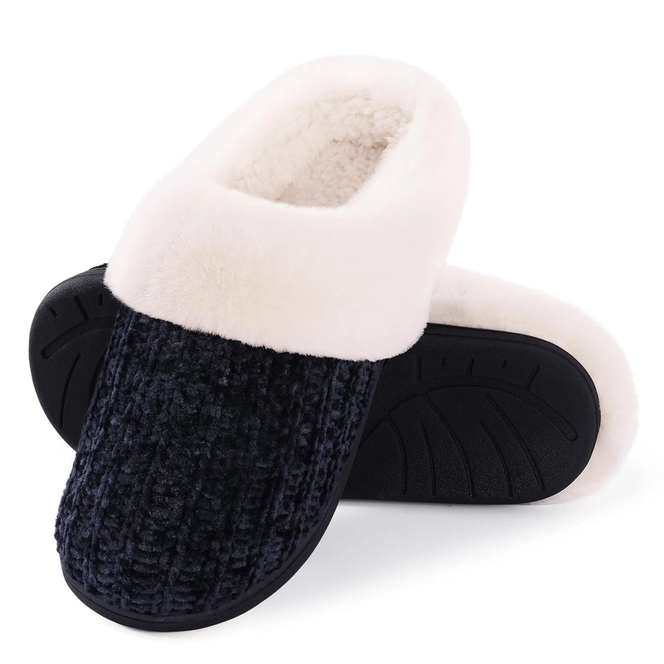 Comwarm Winter Knit Fur Slippers - Soft & Cozy