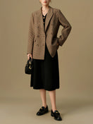 Switch Retro Brown Wool-Blend Blazer for Women 1 image