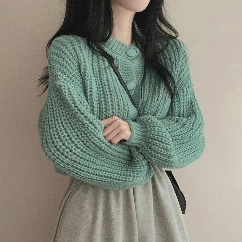 Fall Winter Women’s Thick Knitted Cardigan