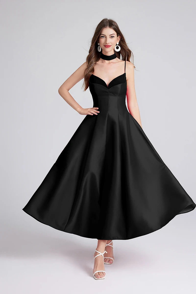 Elegant Backless A-Line Midi Dress