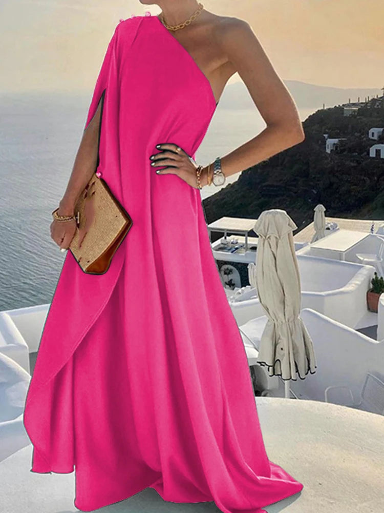 Elegant Off-Shoulder Boho Maxi Dress