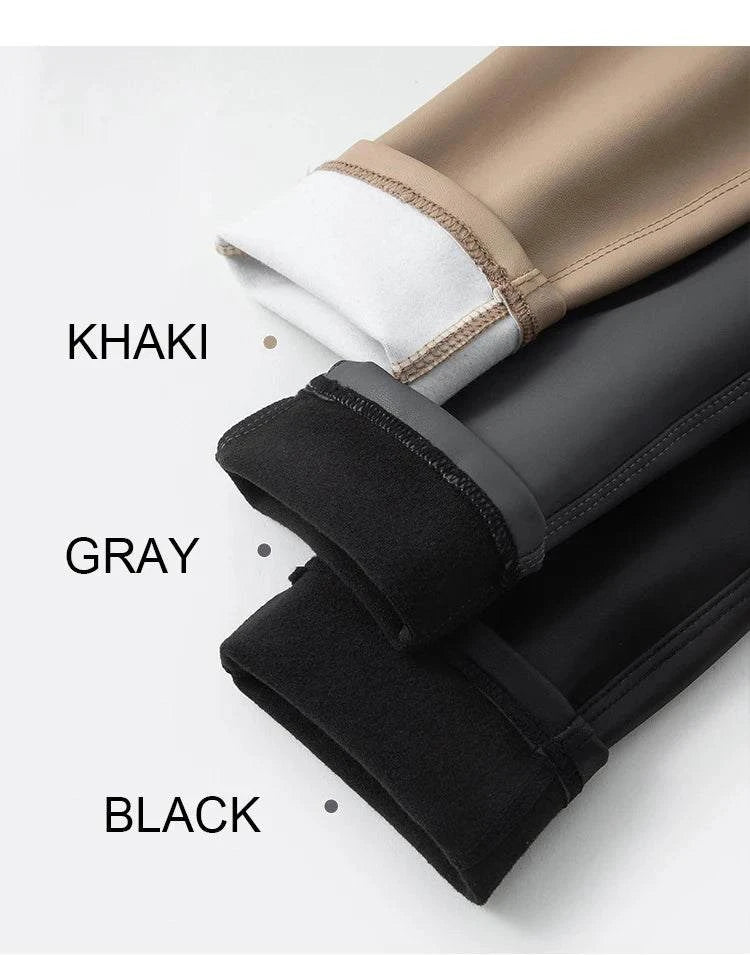 Fall Winter High-Grade Fleece PU Leather Leggings