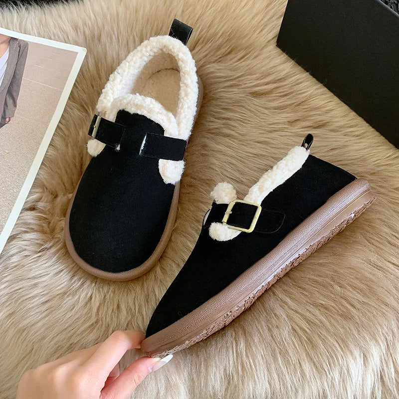 Autumn Winter Women’s Plush Flat Moccasins