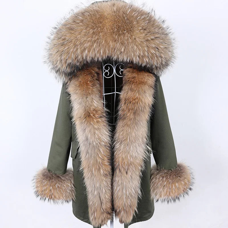 Luxury Hooded Real Fox Fur Jacket