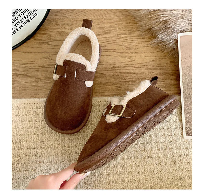 Autumn Winter Women’s Plush Flat Moccasins