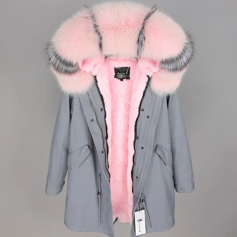 Luxury Hooded Real Fox Fur Jacket