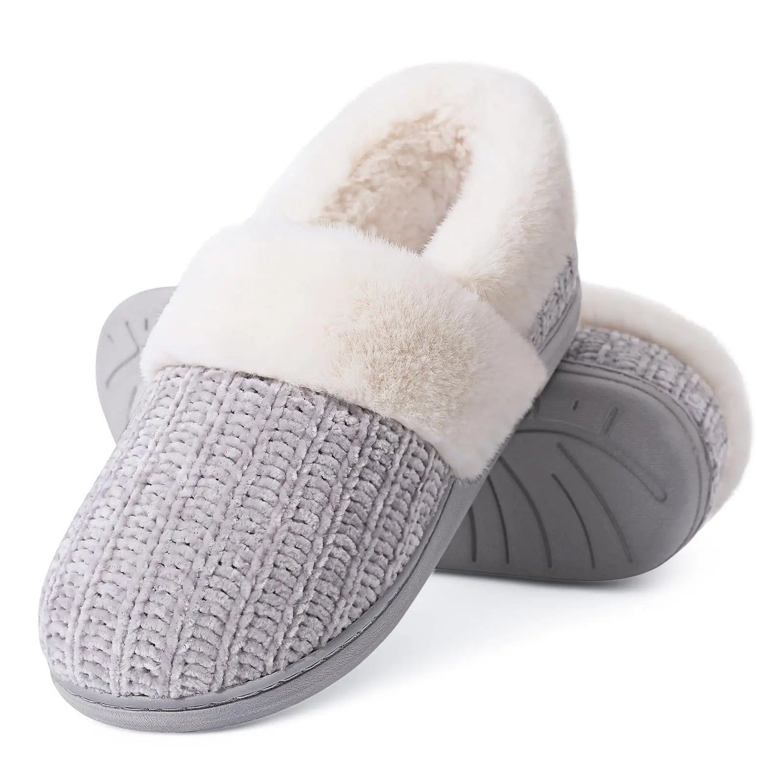 Comwarm Winter Knit Fur Slippers - Soft & Cozy