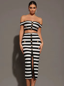 Switch Striped Off-Shoulder Two-Piece Mini Set 1 image