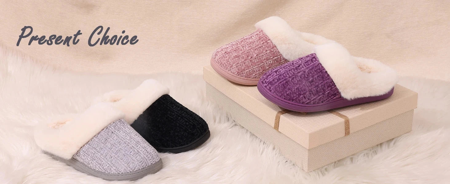 Comwarm Winter Knit Fur Slippers - Soft & Cozy