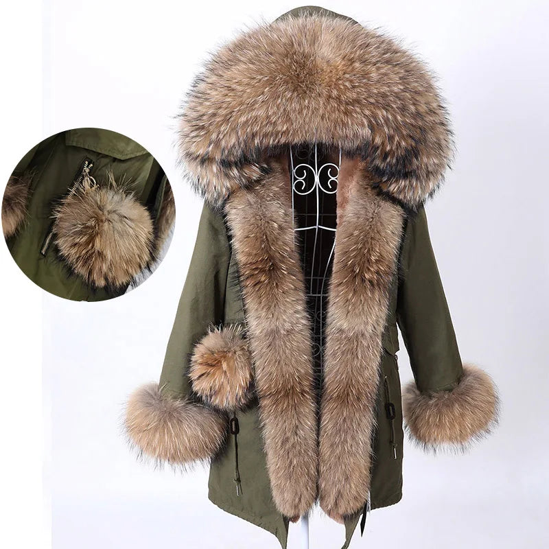 Luxury Hooded Real Fox Fur Jacket