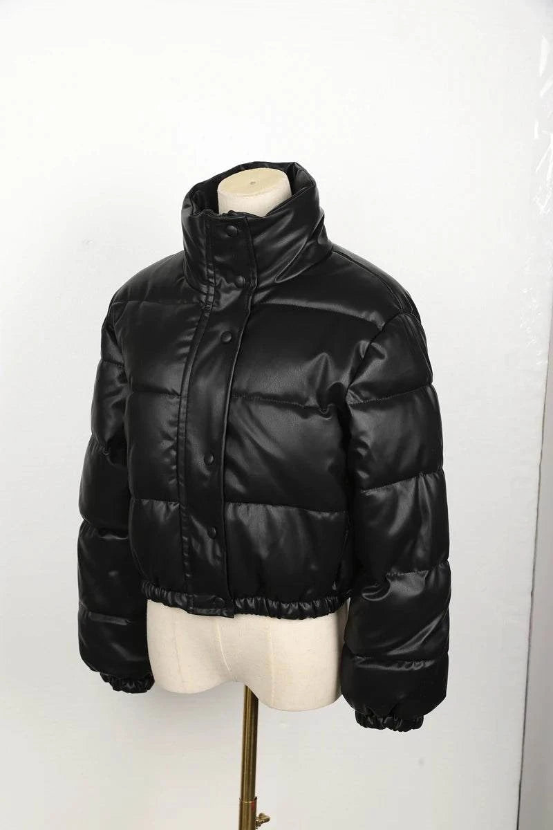 Winter Parka Coat - Thick Warm Faux Leather Jacket