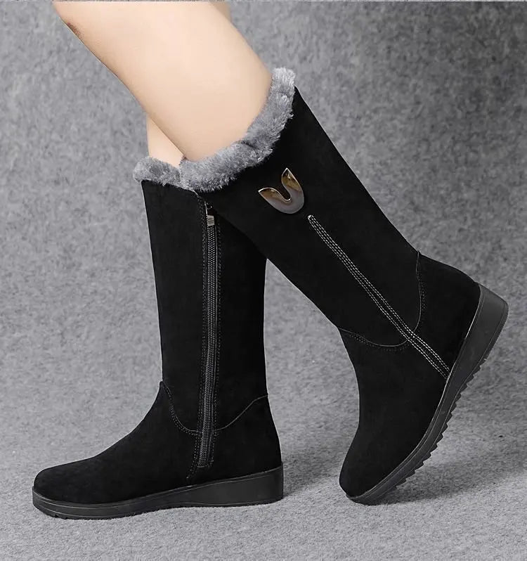 Women's Warm Chelsea High Fur Mid-Calf Boots | Alfadarling