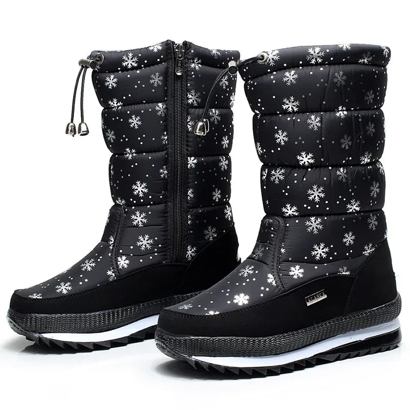 Winter Women's Plush Mid Calf Snow Boots