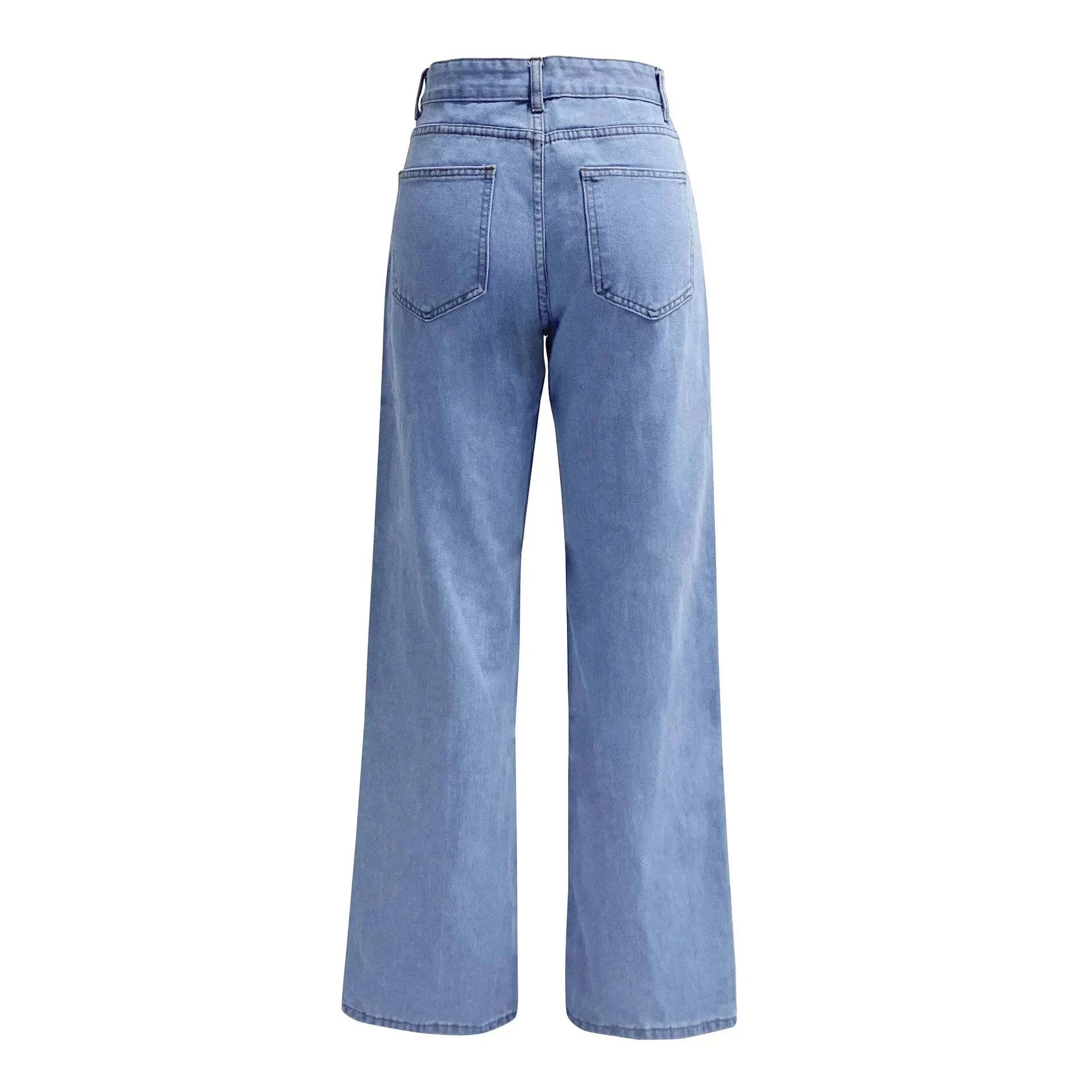 High-Waisted Loose Fit Straight Leg Jeans