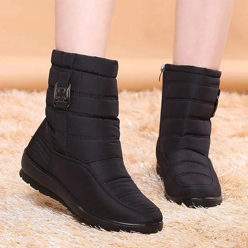 Women's Warm Fur Ankle Snow Boots with Wedge Heel | Alfadarling