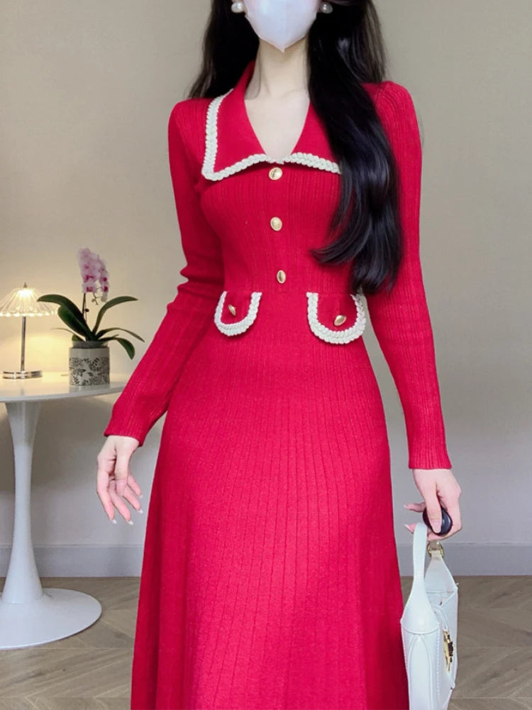 Elegant A-Line Knitted Dress for Women | Alfadarling