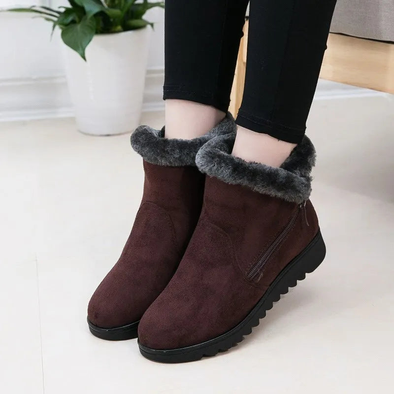 Women's Warm Plush Snow Boots with Zipper | Alfadarling