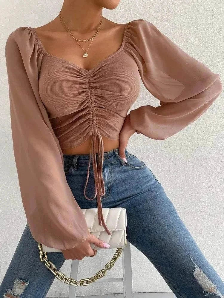 Chic Summer V-Neck Crop Tee