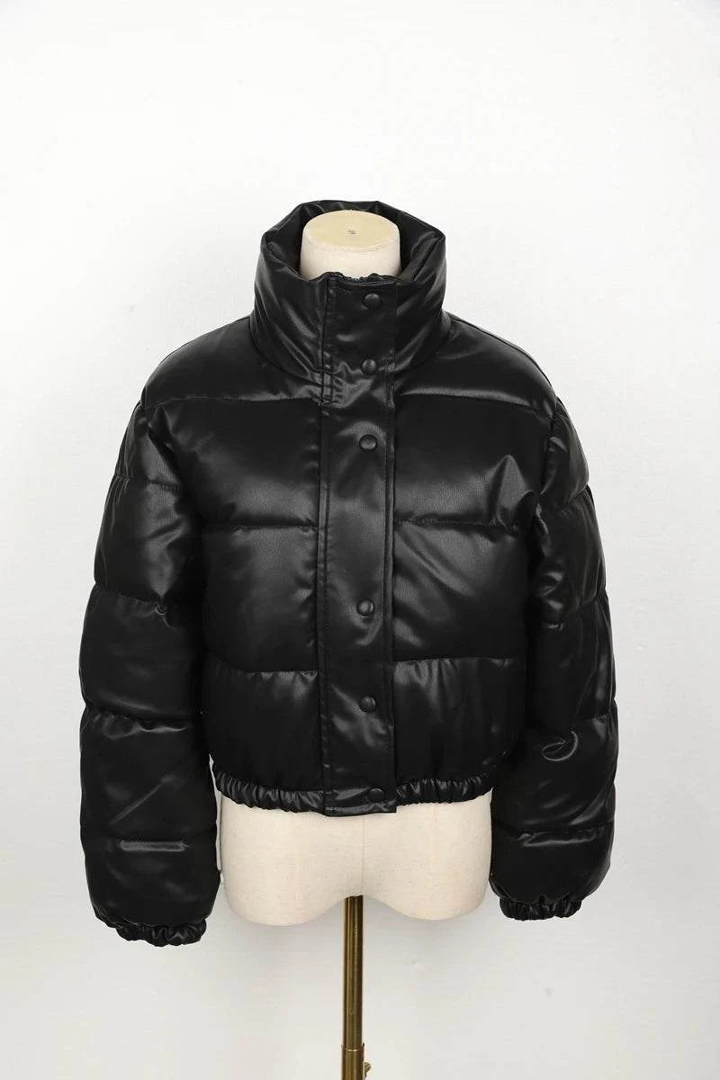 Winter Parka Coat - Thick Warm Faux Leather Jacket