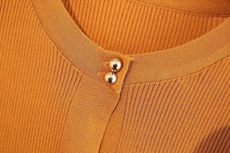 Plus Size Knit Cardigan with Copper Buttons