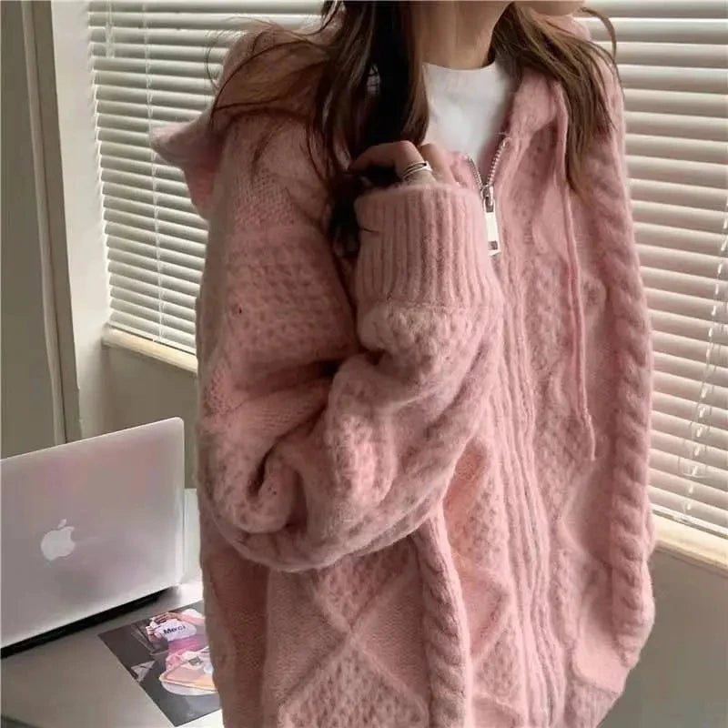 Hooded Knit Cardigan for Women