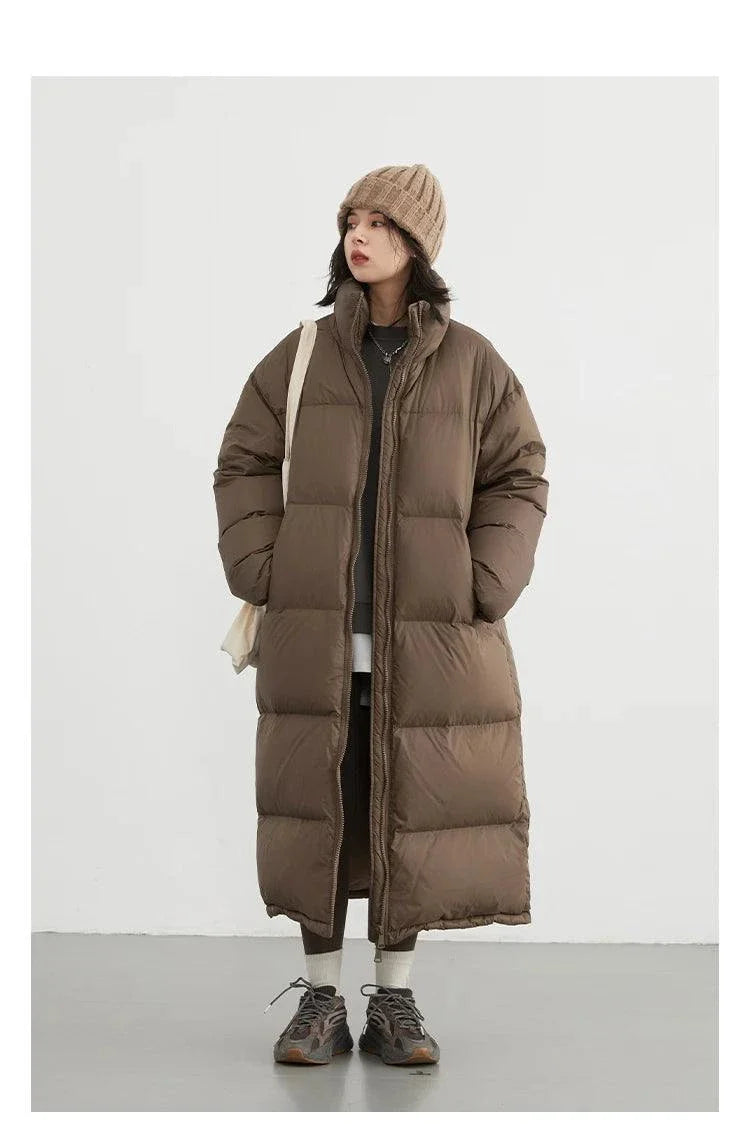 Women’s long down coat, thick and warm for autumn/winter, loose casual jacket, 2023.