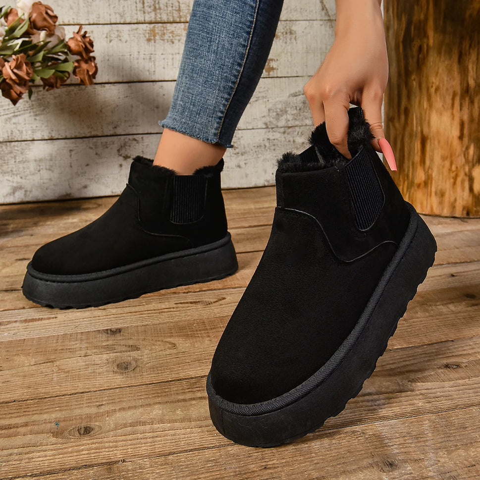 Cozy Suede Fur Chelsea Ankle Boots